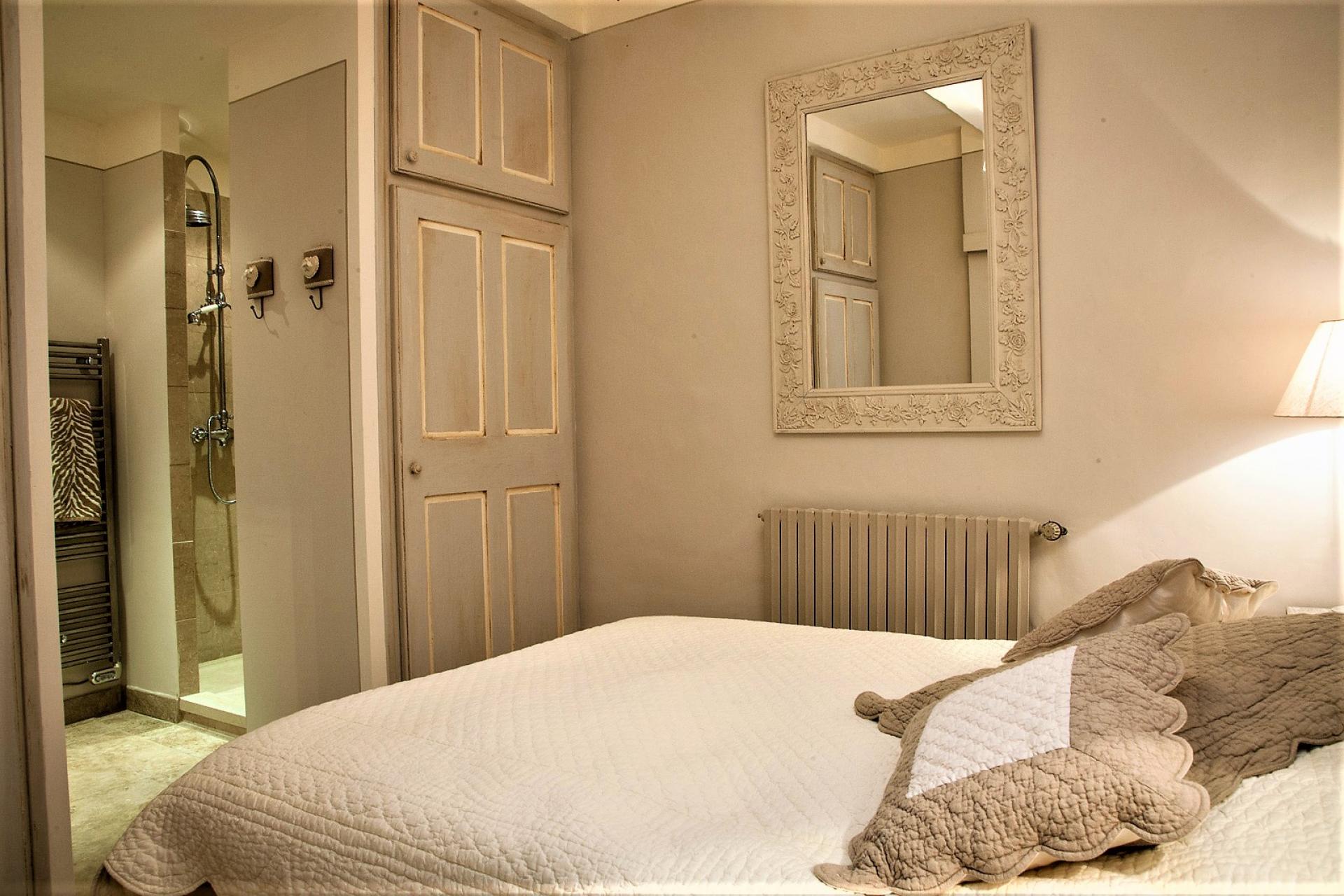 A bedroom with shower in  Chateau de la Tour Provence